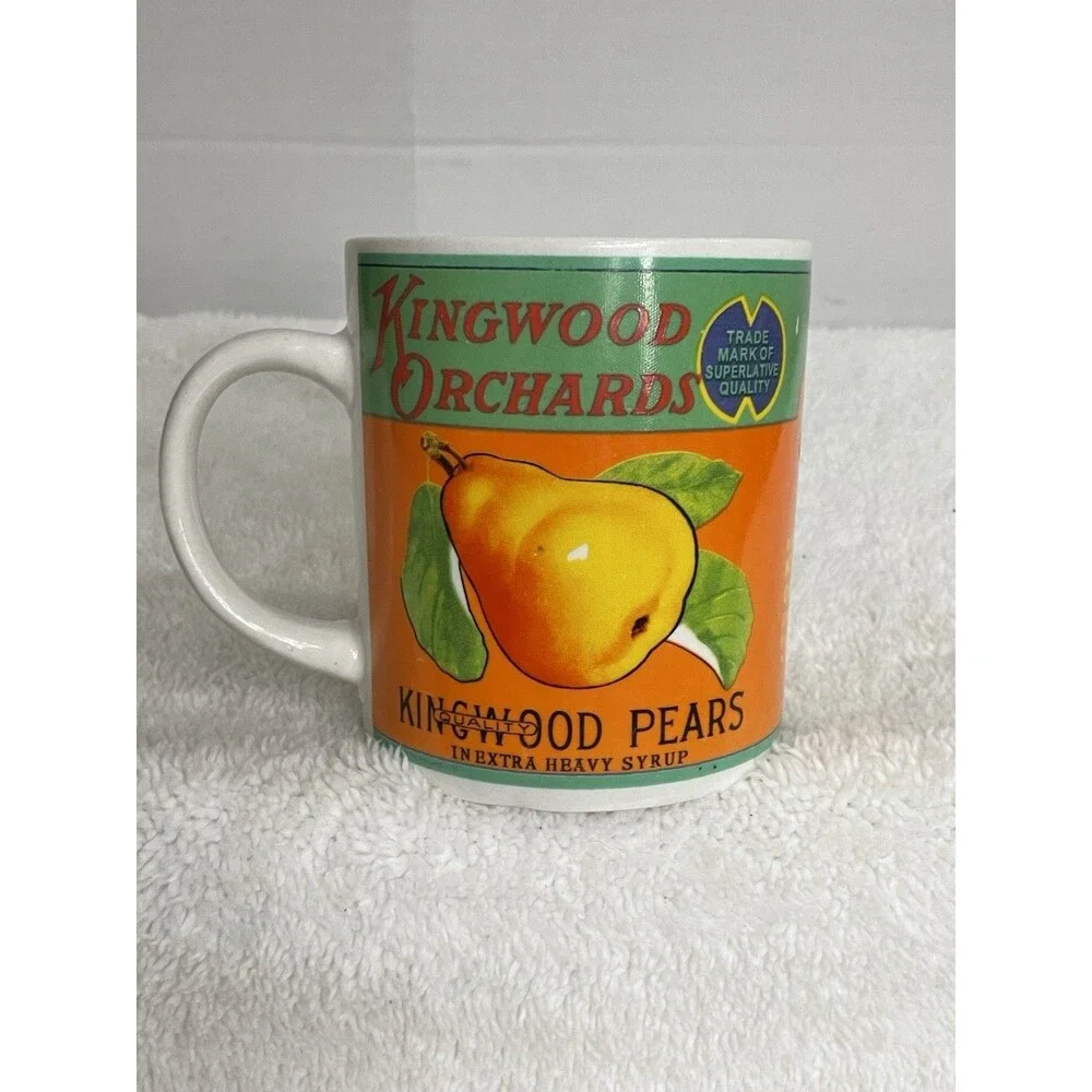 Kingwood Orchards label Pears Extra Heavy Syrup Mug & Plate Kane Home VTG